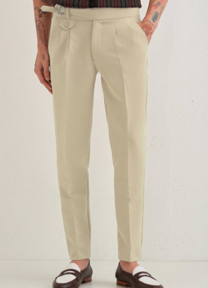 Men Tailored Wrinkle Free Pleated Gurkha pant